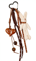 Varied bag decoration featuring a rabbit and a heart