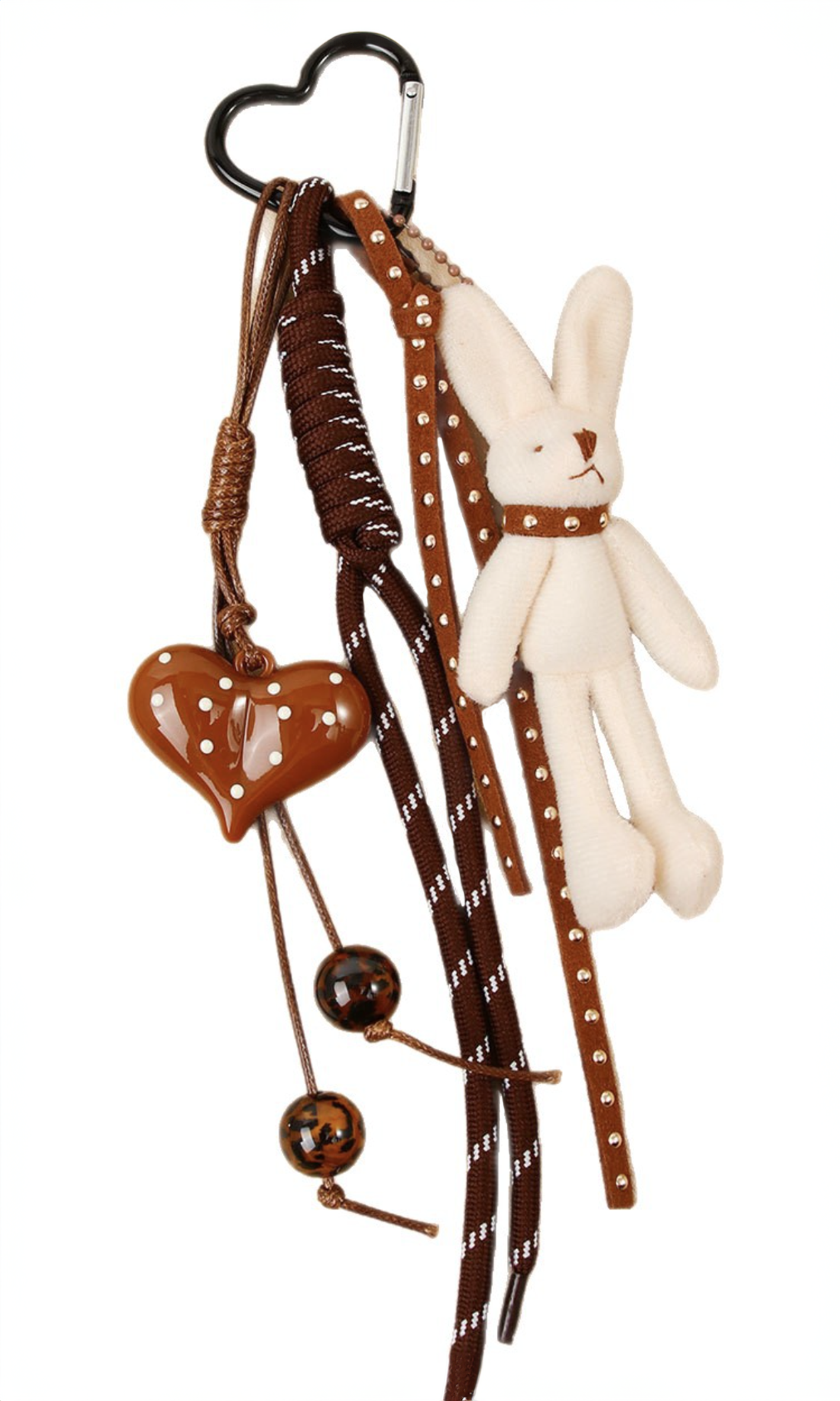 Varied bag decoration featuring a rabbit and a heart
